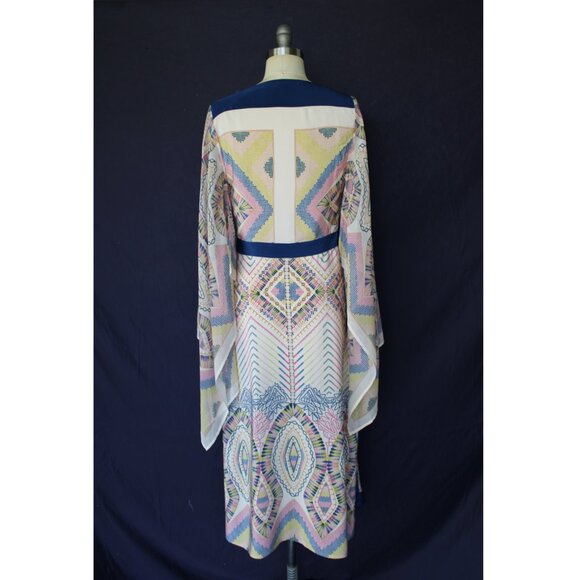 BCBG MaxAzria Runway Kimono Dress hankerchief Silk Asian aztec midi Caftan NWT - Picture 10 of 11